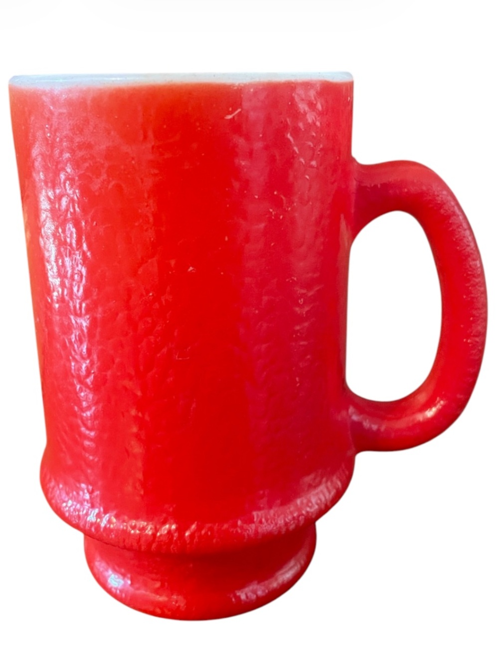 Vintage Hazel Atlas Red Orange Peel Pedestal Mug